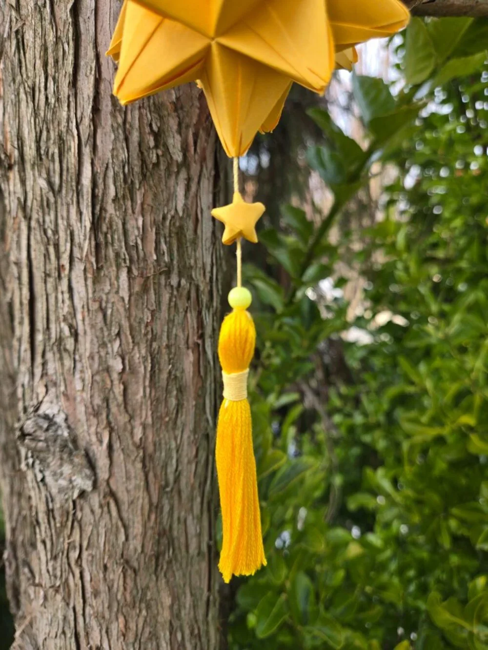 Handmade Kusudama Ornament | Yellow Star Tassel